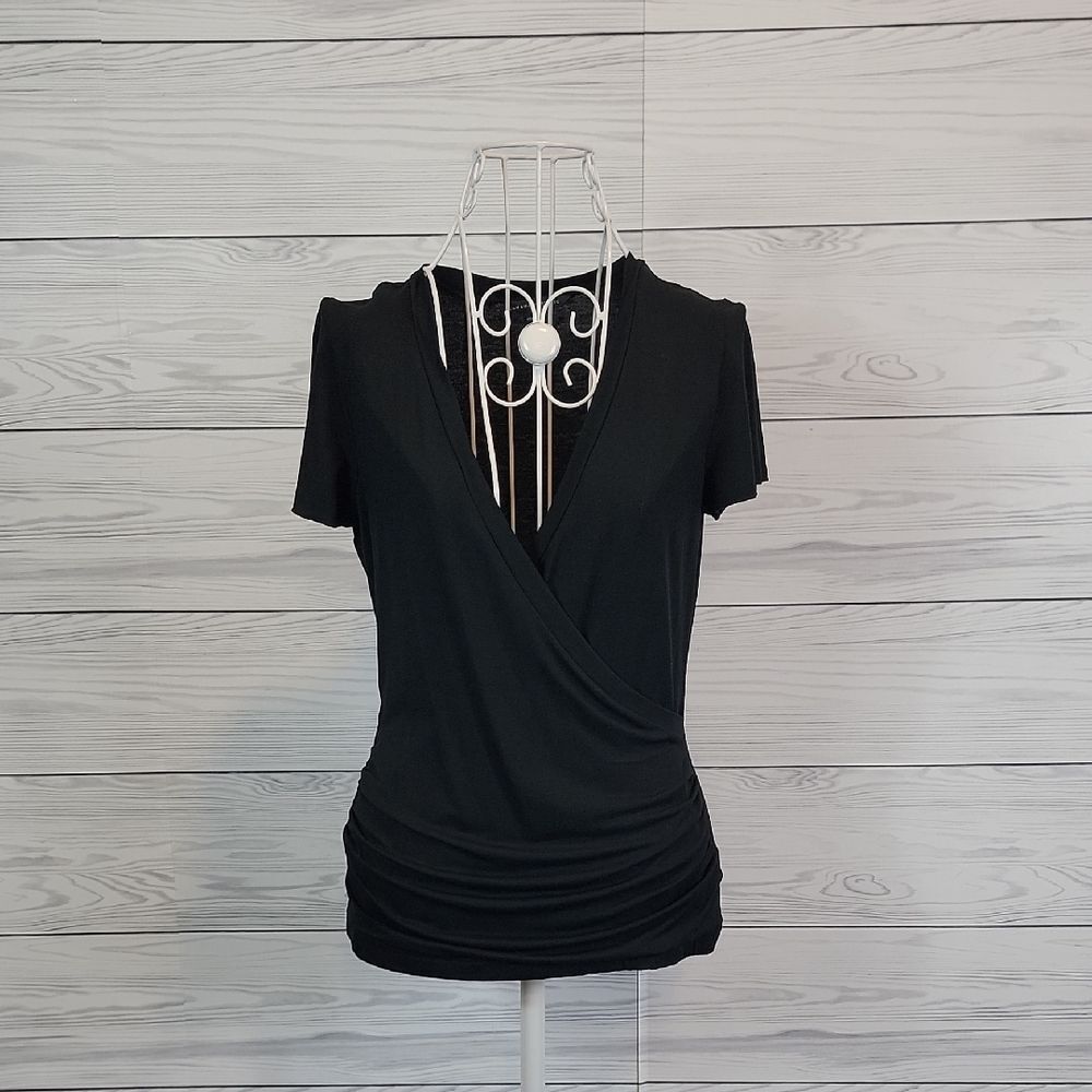 Banana Republic Black Stretch Short Sleeve Top Womens Size S